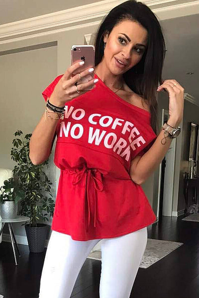 BLOUSE NO COFFEE -RED 40002-2
