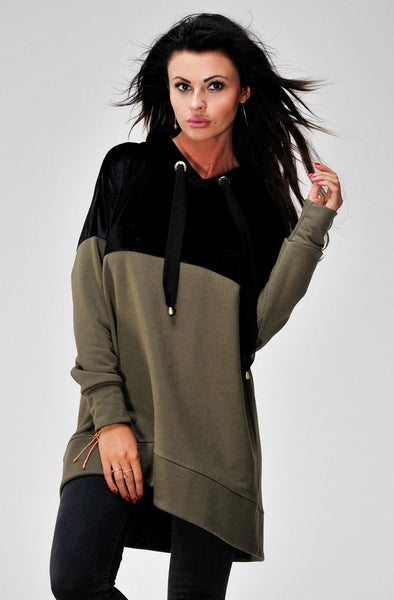 DRESS - BLACK-KHAKI 23002-4